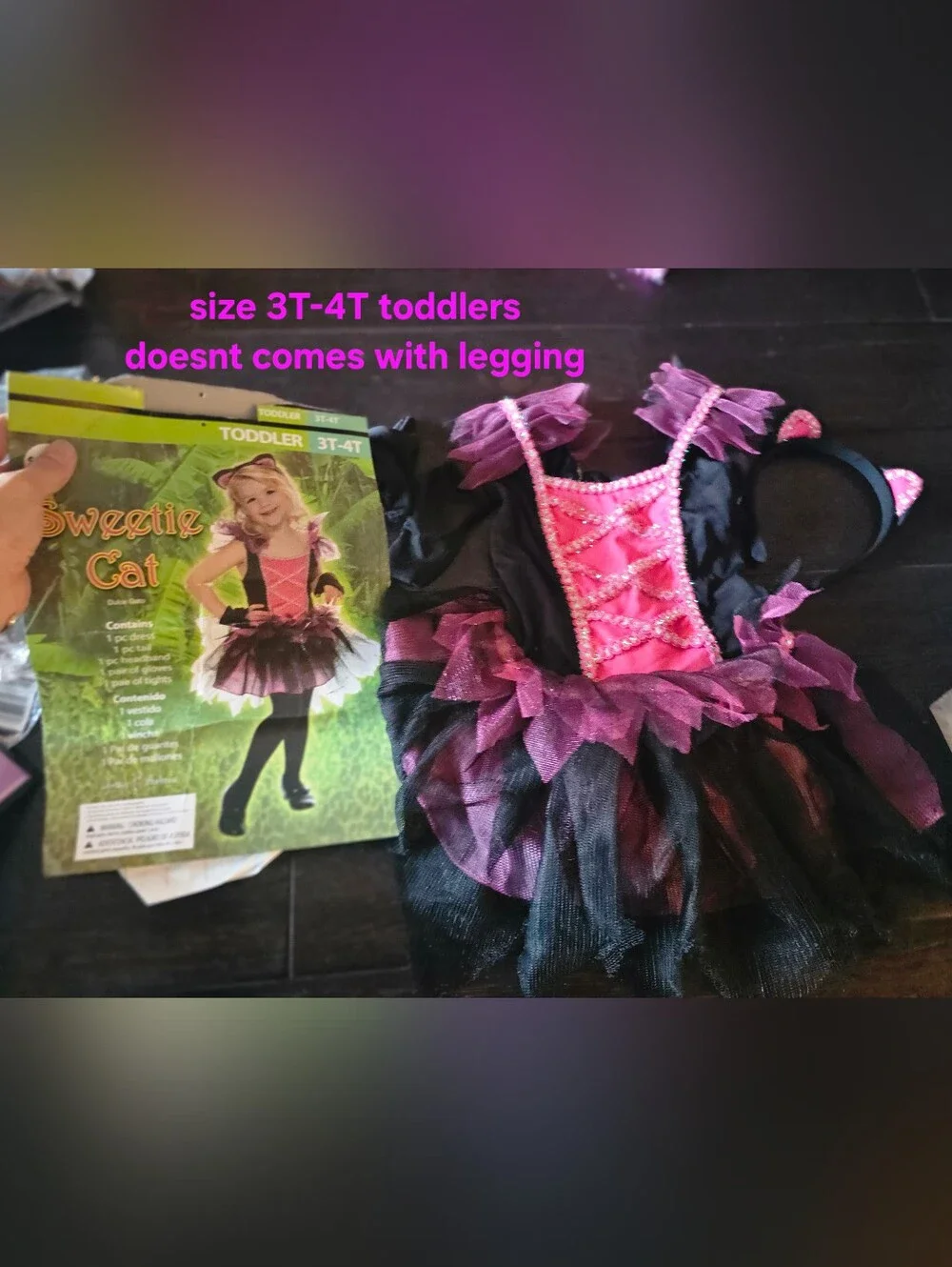 Sweetie Cat Black and Pink Toddler Costume Dress with Headband
